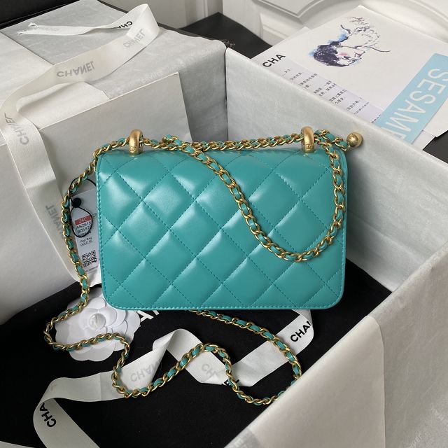 2024 CC original calfskin mini flap bag AS2615 green