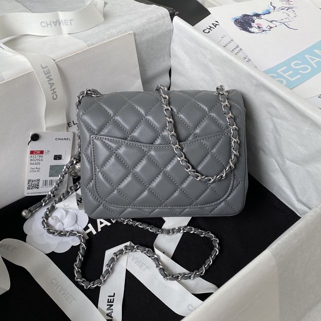 2024 CC original lambskin small flap bag AS1786 grey