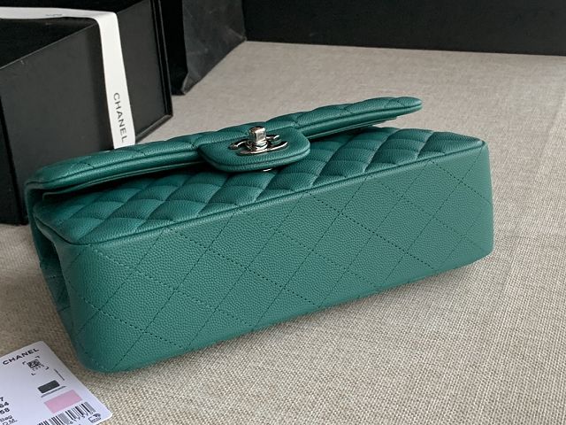 CC original grained calfskin small flap bag A01113 green