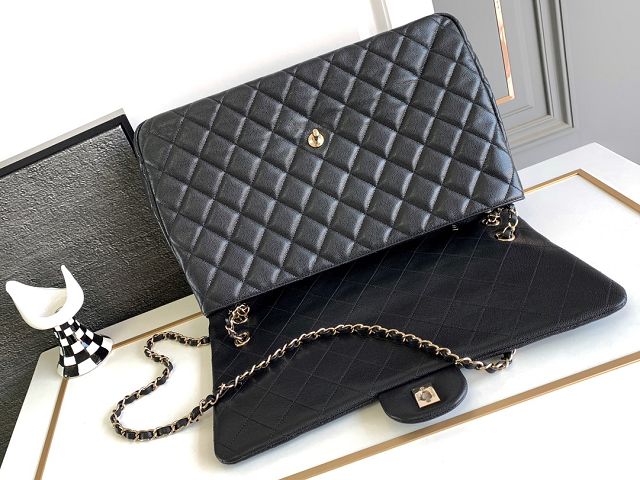 CC original grained calfskin maxi flap bag AS4661 black