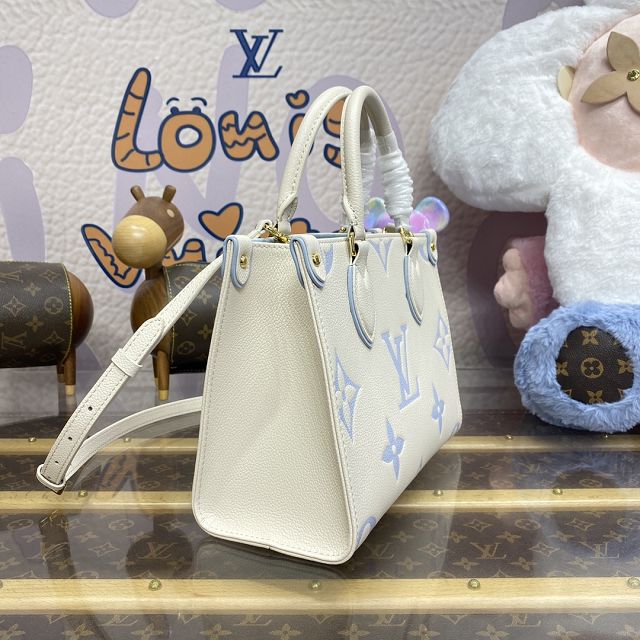 Louis vuitton original calfskin onthego pm M45653 white&blue