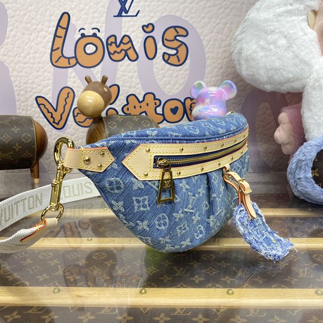 2024 Louis vuitton original denim bumbag M46837 blue