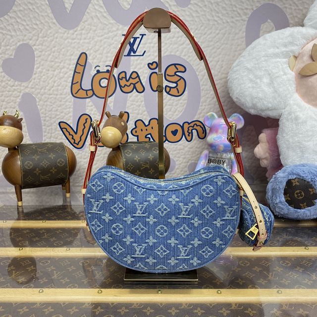 2024 Louis vuitton original denim croissant MM handbag M46856 blue