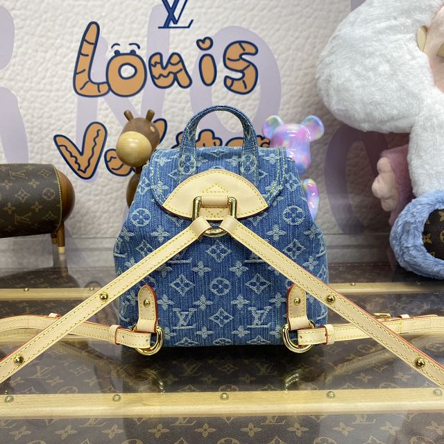 2024 Louis vuitton original denim mini backpack M46836 blue