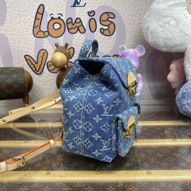 2024 Louis vuitton original denim mini backpack M46836 blue