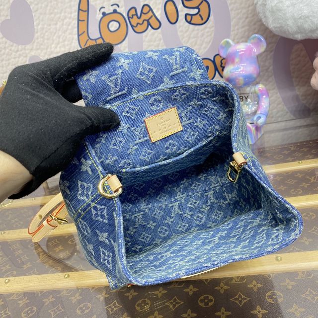 2024 Louis vuitton original denim mini backpack M46836 blue