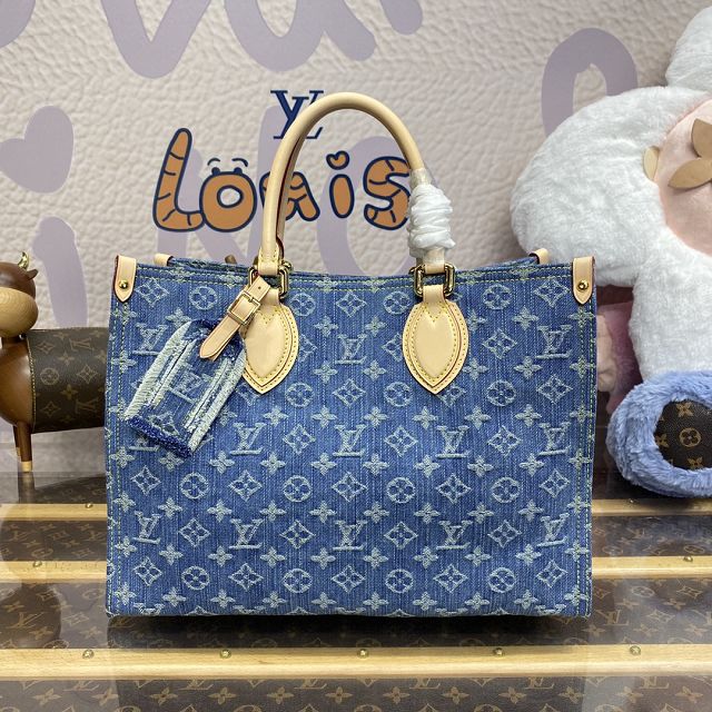 2024 Louis vuitton original denim onthego mm M46871 blue