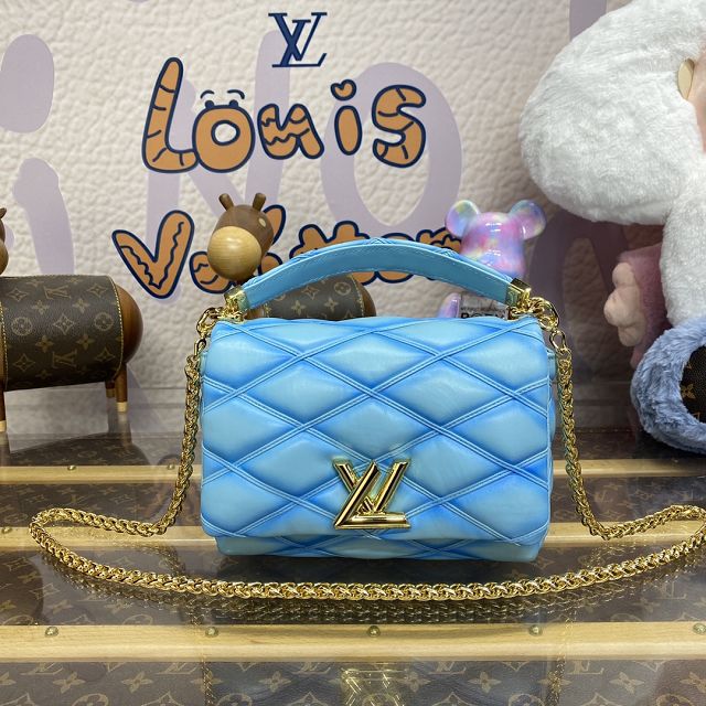 2024 Louis vuitton original lambskin GO-14 medium handbag M24185 blue