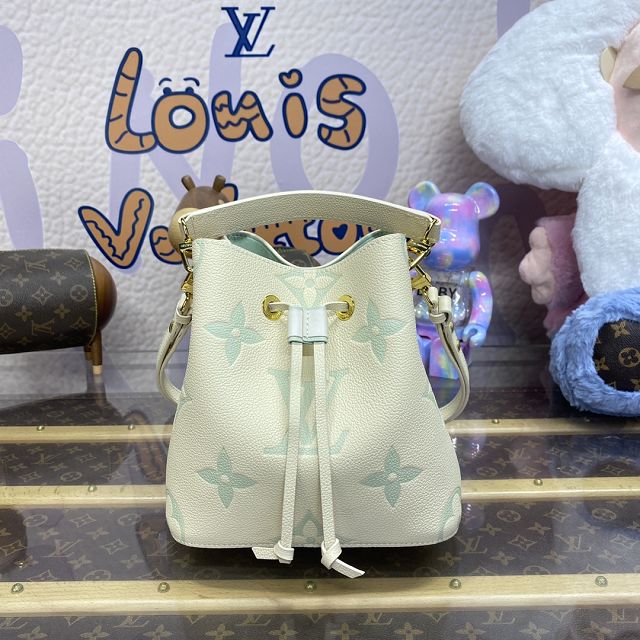 Louis vuitton original calfskin neonoe BB bucket bag M24048 white&green