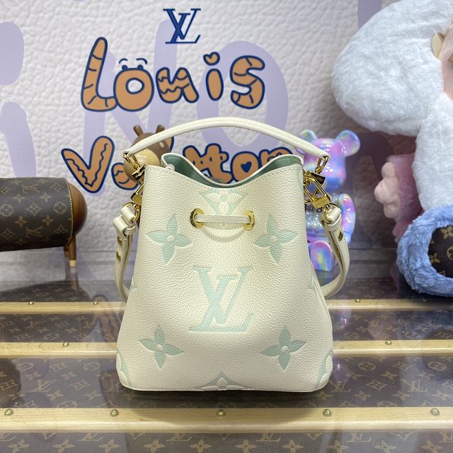 Louis vuitton original calfskin neonoe BB bucket bag M24048 white&green