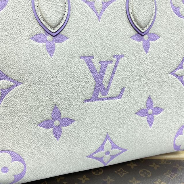 Louis vuitton original calfskin onthego mm M45595 white&purple