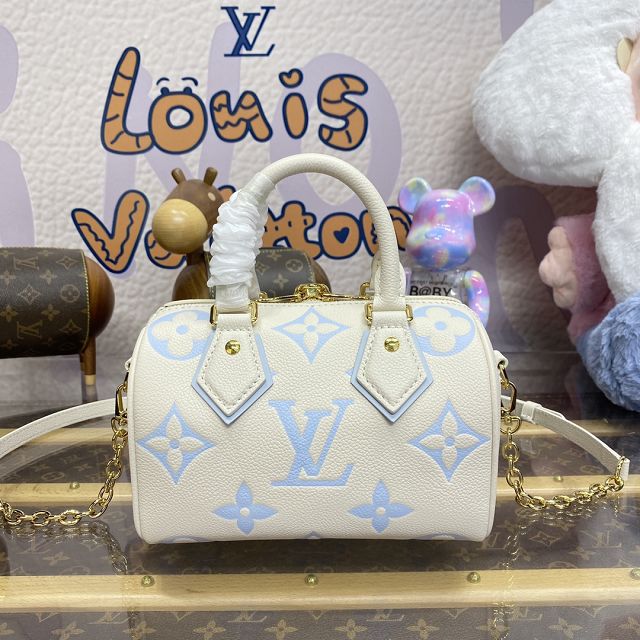 Louis vuitton original calfskin speedy 20 M46886 white&blue