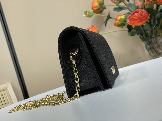 Louis vuitton original calfskin wallet on chain lily M82509 black