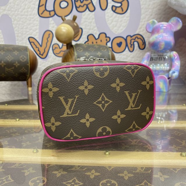 Louis vuitton original monogram nano nice cosmetic case M44936 pink