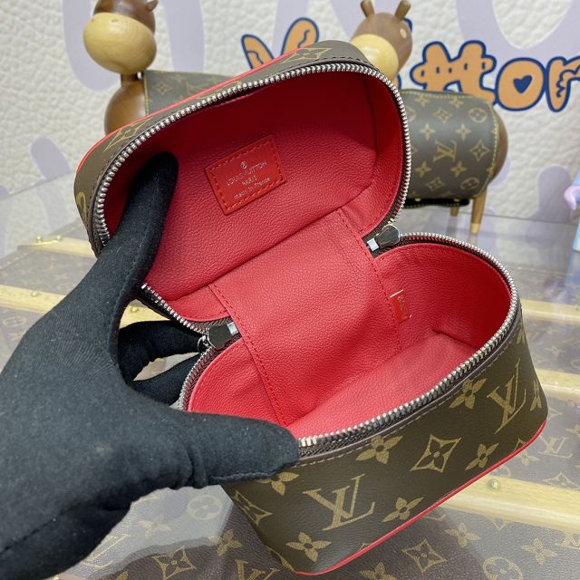 Louis vuitton original monogram nano nice cosmetic case M44936 red