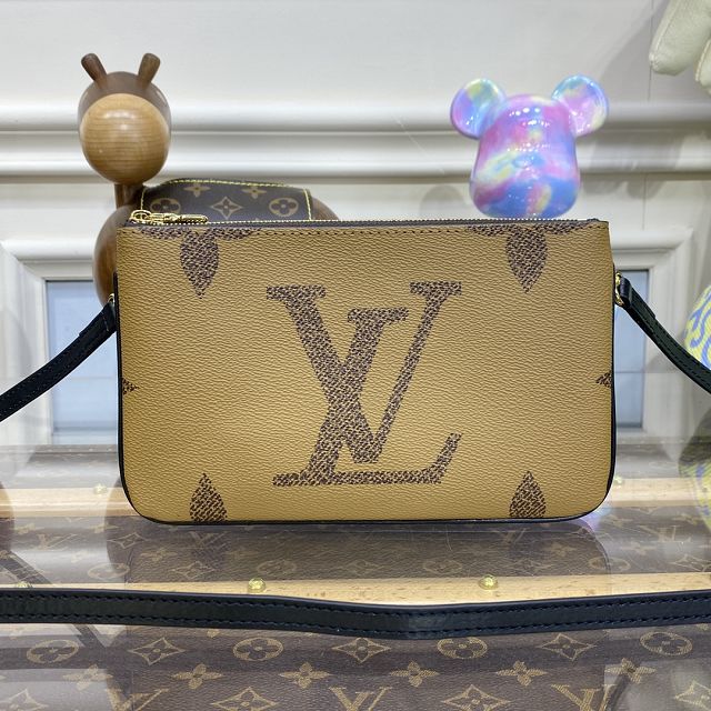 Louis vuitton original monogram reverse double zip pochette M69203