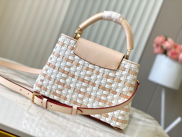 Louis vuitton original tweed capucines BB handbag M21103 apricot