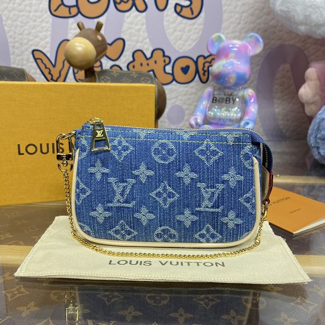 Louis vuitton original denim mini pochette M82960 blue