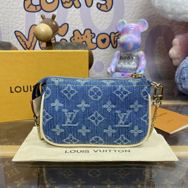 Louis vuitton original denim mini pochette M82960 blue