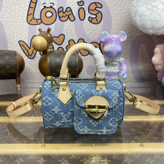 Louis vuitton original denim nano speedy M82950 blue