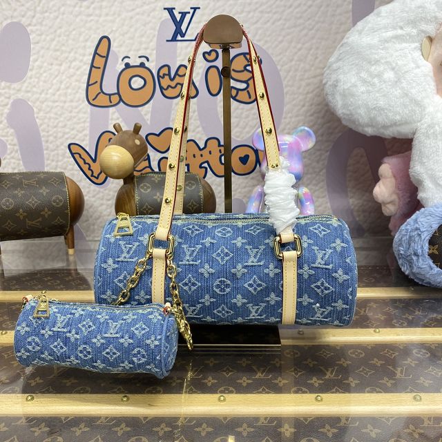 Louis vuitton original denim papillon bag M46830 blue