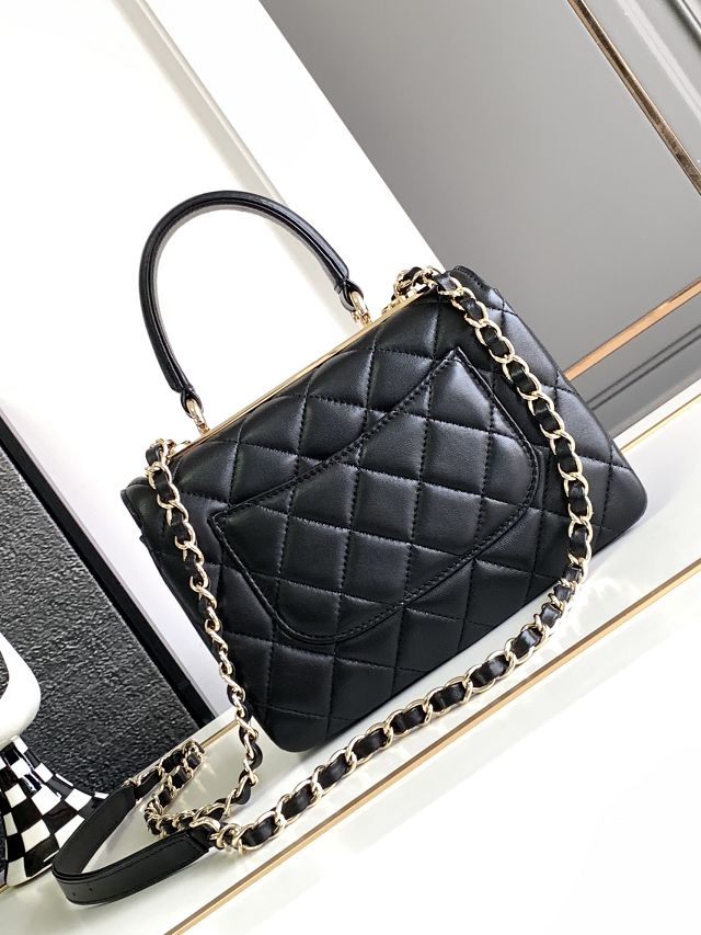 CC original lambskin mini top handle flap bag AS4654 black