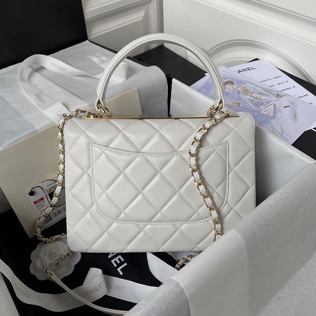 CC original lambskin top handle flap bag A92236 white