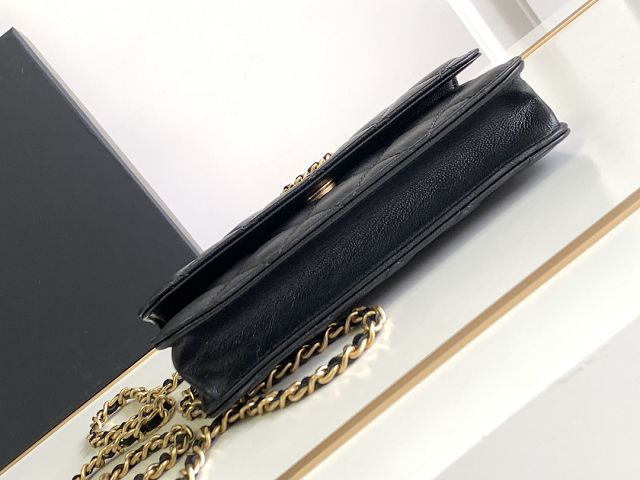 CC original lambskin clutch with chain AP3567 black