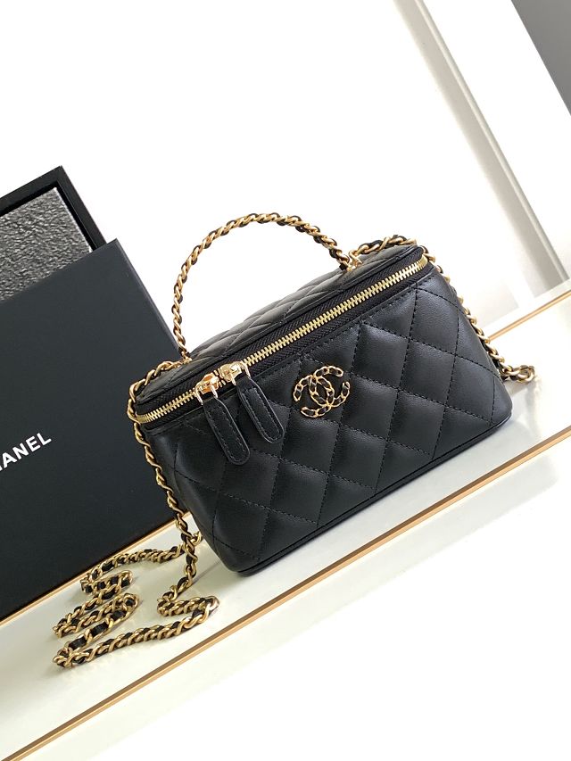 CC original lambskin clutch with chain AP3594 black