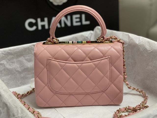 CC original lambskin mini top handle flap bag AS4654 pink