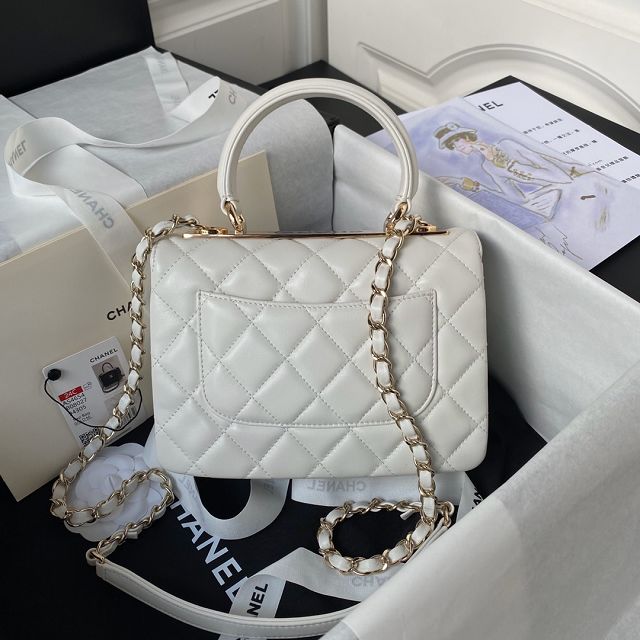 CC original lambskin mini top handle flap bag AS4654 white