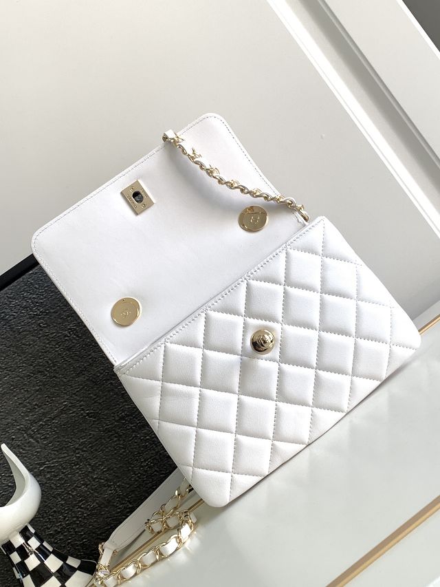 CC original lambskin mini top handle flap bag AS4654-2 white