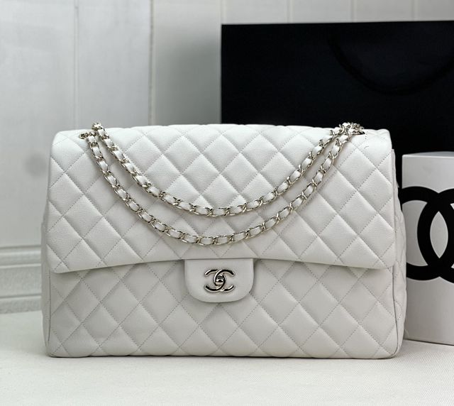 CC original grained calfskin maxi flap bag AS4661 white