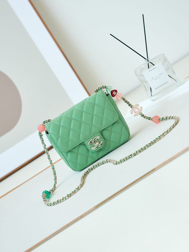 2024 CC original lambskin mini flap bag AS3782 green