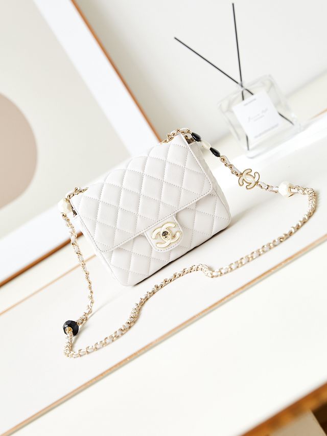 2024 CC original lambskin mini flap bag AS3782 white