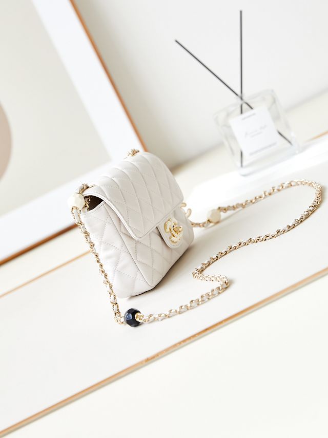 2024 CC original lambskin mini flap bag AS3782 white