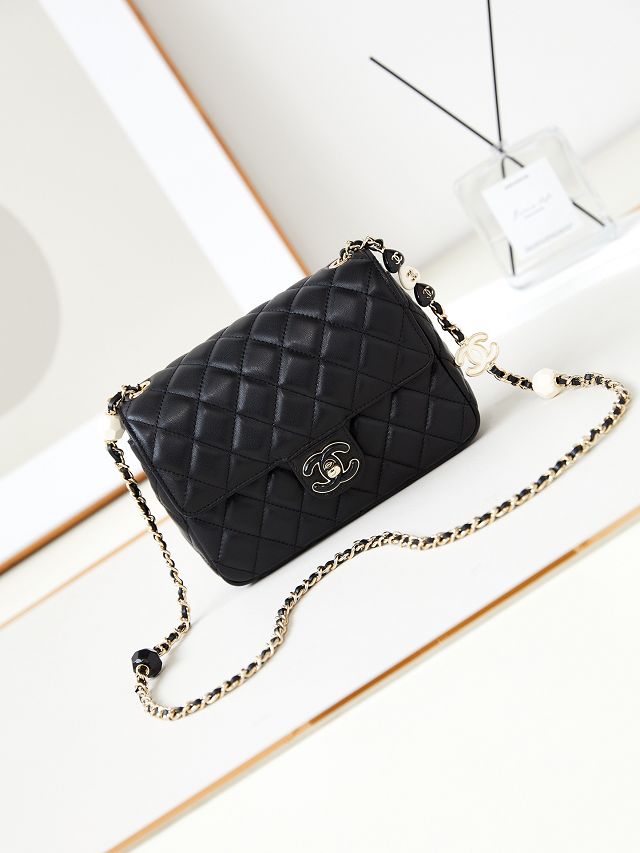 2024 CC original lambskin small flap bag AS3783 black