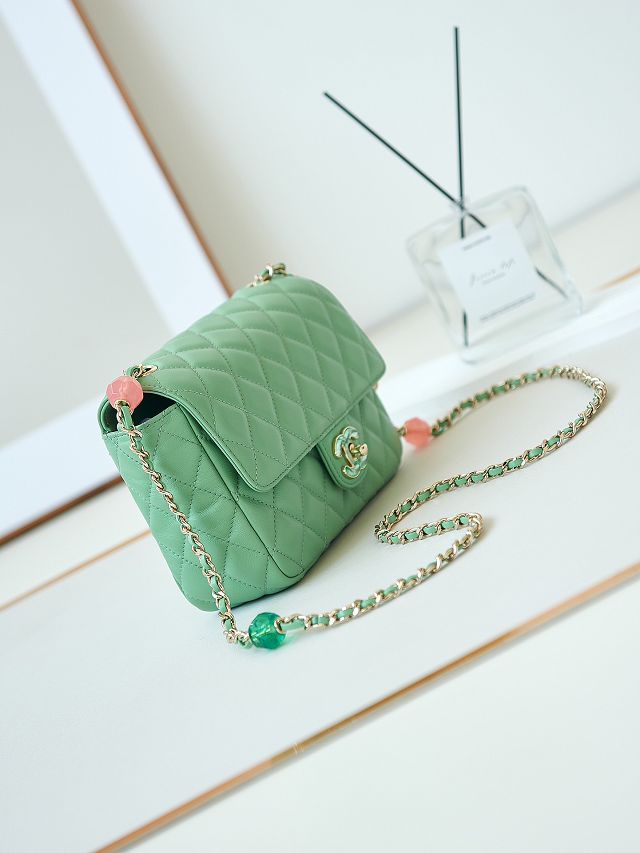 2024 CC original lambskin small flap bag AS3783 green