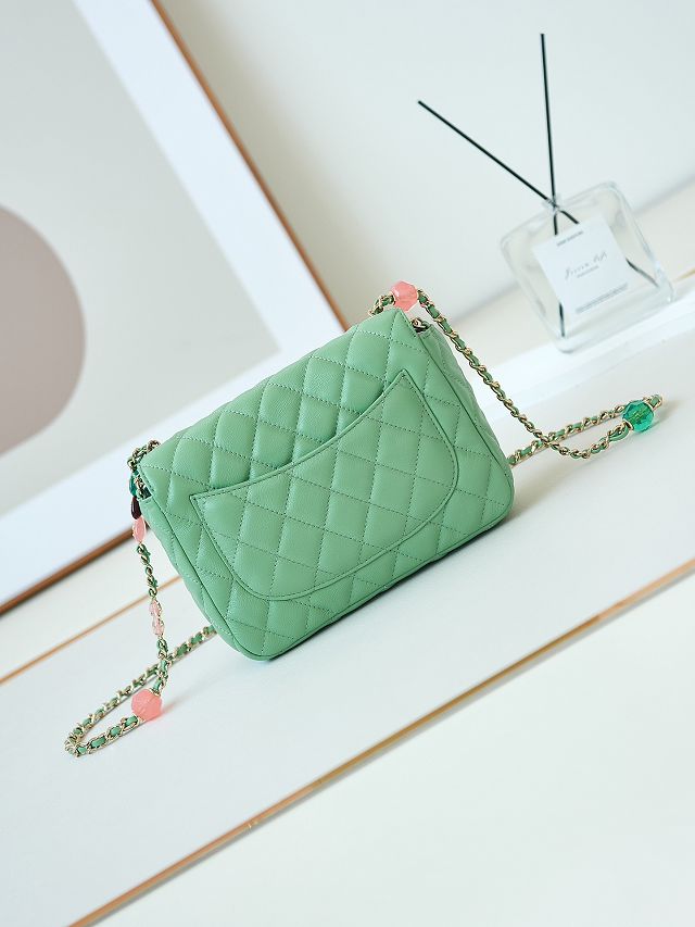 2024 CC original lambskin small flap bag AS3783 green