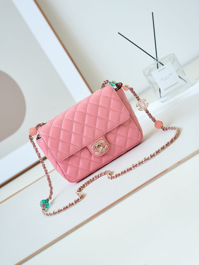 2024 CC original lambskin small flap bag AS3783 pink