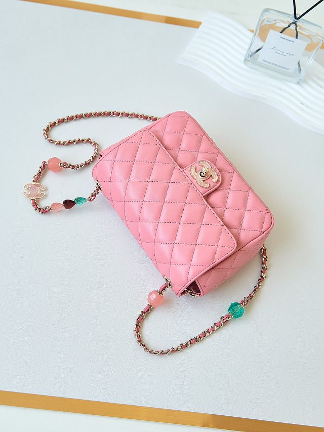 2024 CC original lambskin small flap bag AS3783 pink