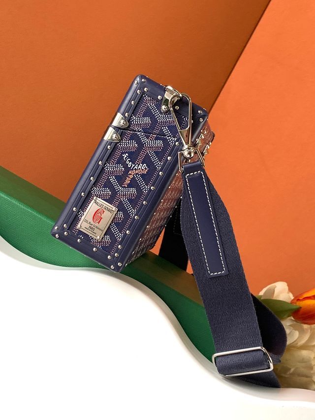 Goyard original canvas cassette trunk bag GY0102 navy blue