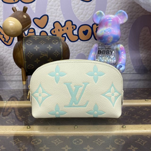 Louis vuitton original calfskin cosmetic pouch M45951 white&green