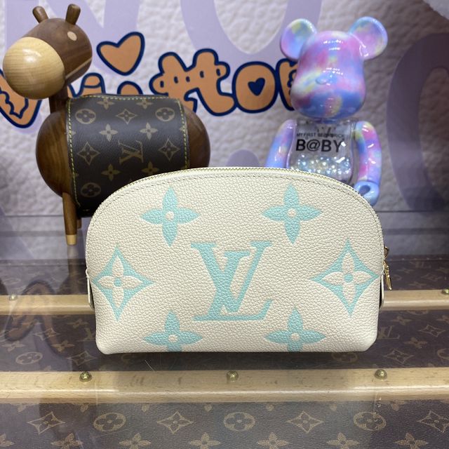 Louis vuitton original calfskin cosmetic pouch M45951 white&green