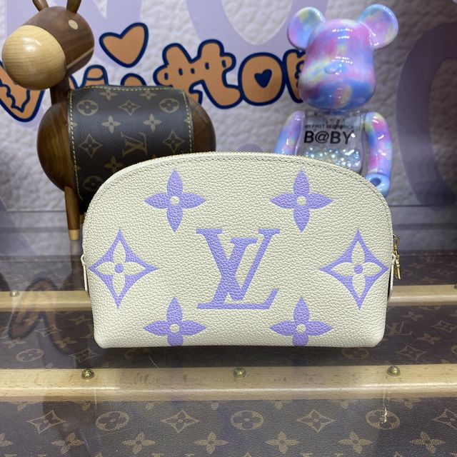 Louis vuitton original calfskin cosmetic pouch M45951 white&purple