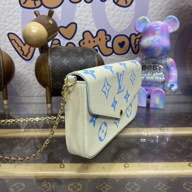 Louis vuitton original calfskin pochette felicie M81759 white&blue