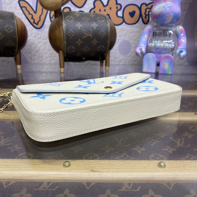 Louis vuitton original calfskin pochette felicie M81759 white&blue