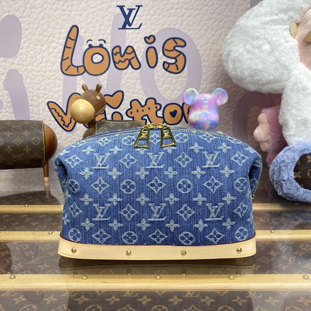 Louis vuitton original denim pochette cosmetique M24317 blue