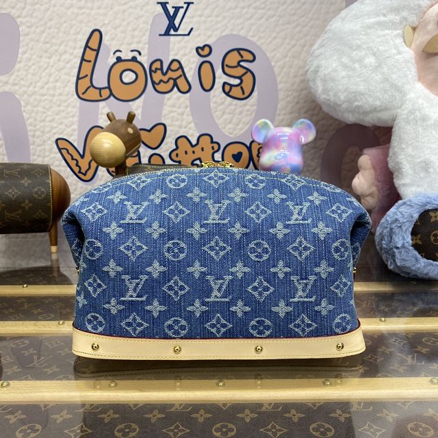 Louis vuitton original denim pochette cosmetique M24317 blue