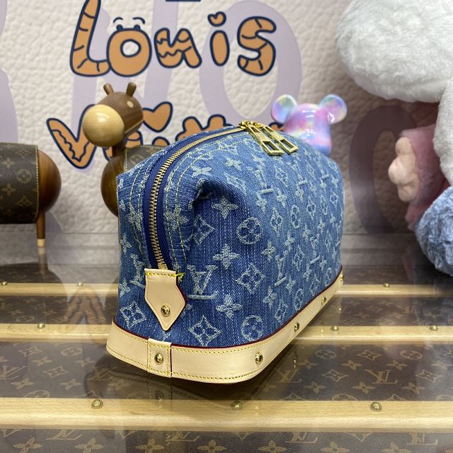 Louis vuitton original denim pochette cosmetique M24317 blue